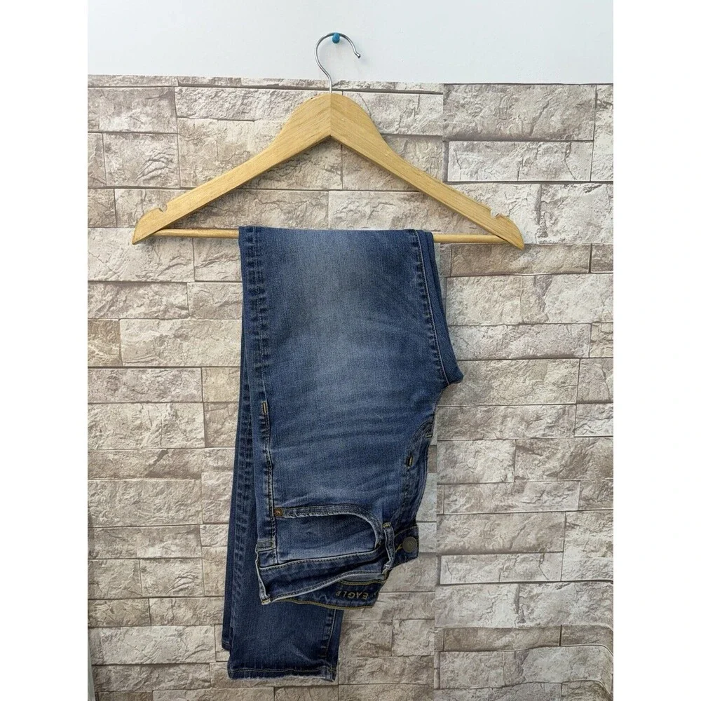 American Eagle Jeans Mens 28x32 Blue Denim  Flex 4 Patch Look Skinny 30"L - Picture 3 of 14